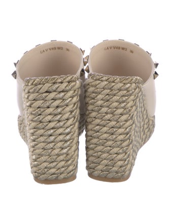 Valentino Rockstud Accents Leather Espadrilles