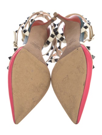 Valentino Rockstud Accents Leather T-Strap Pumps