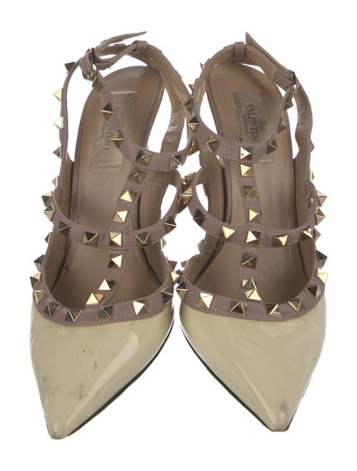 Valentino Rockstud Accents Patent Leather T-Strap Pumps