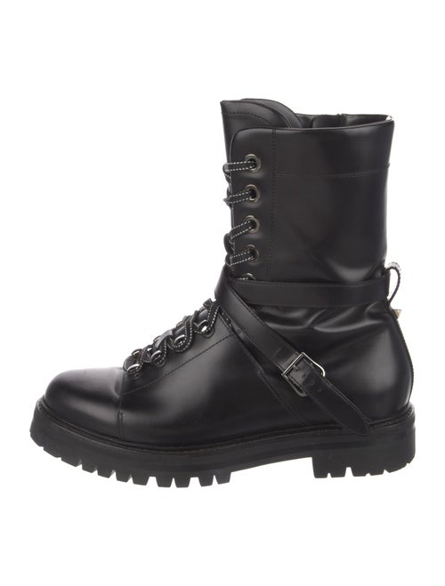 Valentino Rockstud Accents Leather Combat Boots