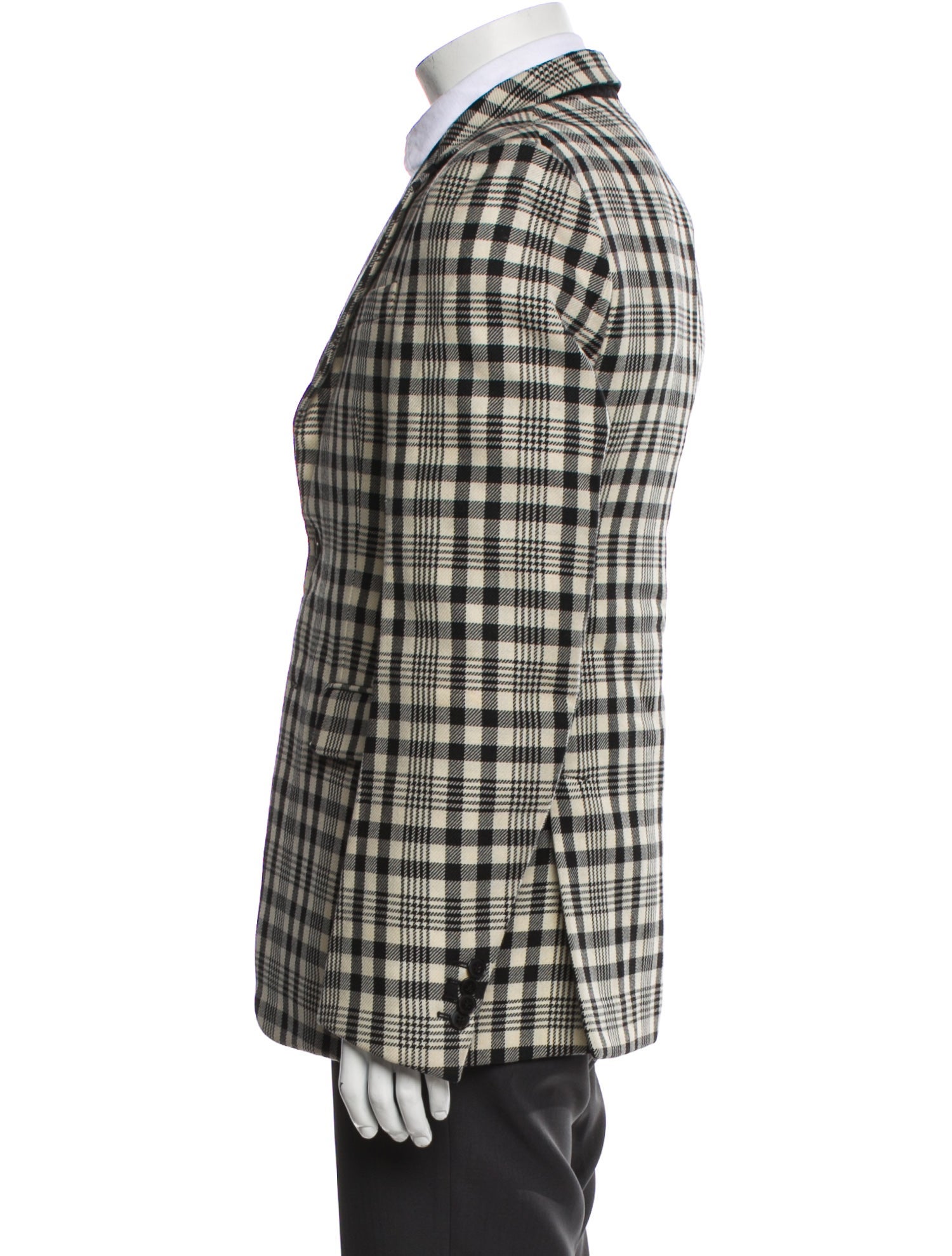 Valentino Virgin Wool Plaid Print Blazer