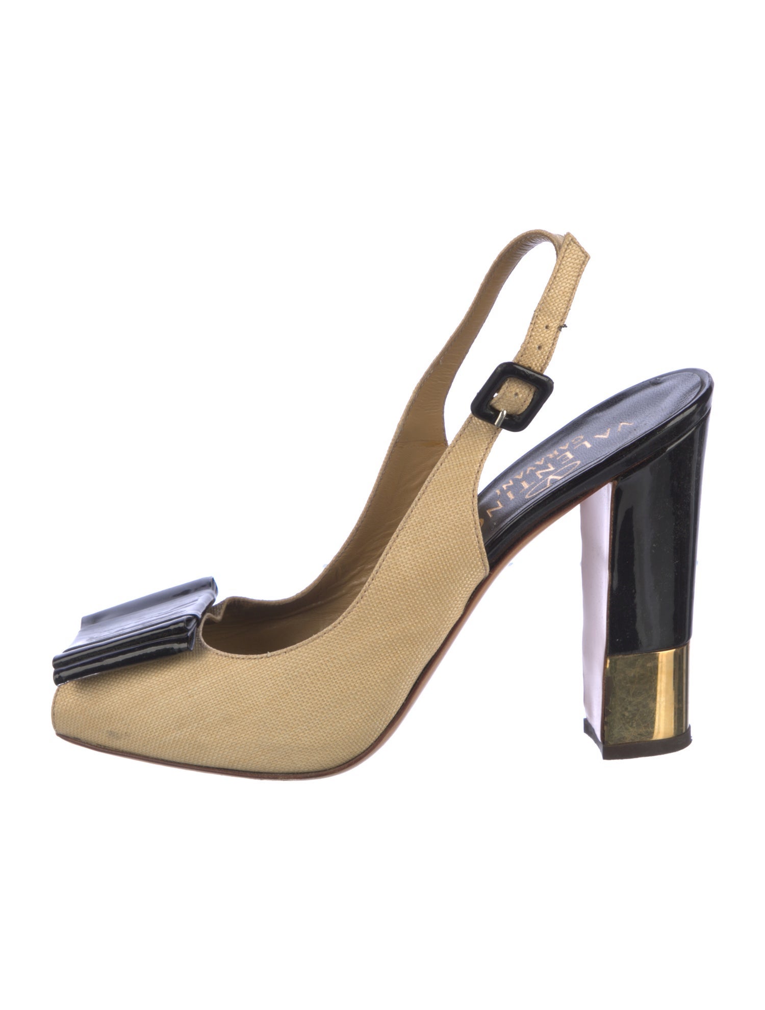 Valentino Canvas Printed Slingback Pumps Neutrals Pumps, Shoes