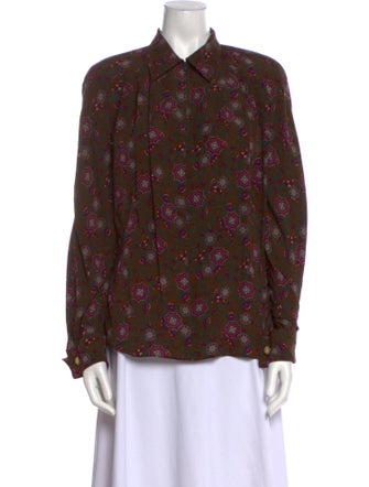 Valentino Silk Floral Print Button-Up Top
