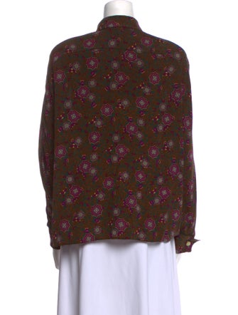 Valentino Silk Floral Print Button-Up Top