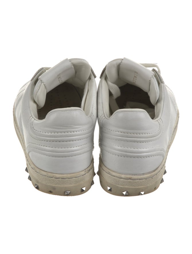 Valentino Rockstud Accents Leather Sneakers White Sneakers, Shoes