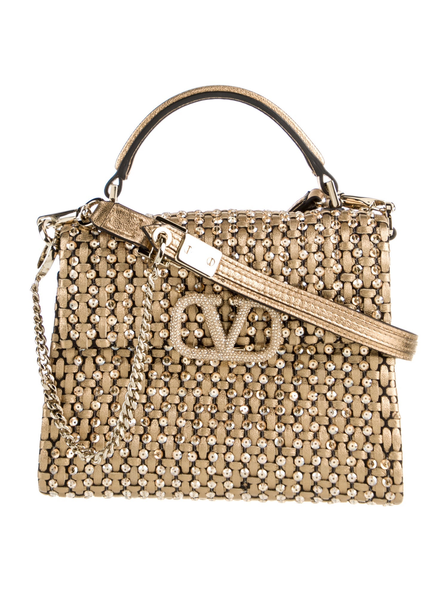 Valentino Leather Top Handle Bag Gold Handle Bags, Handbags