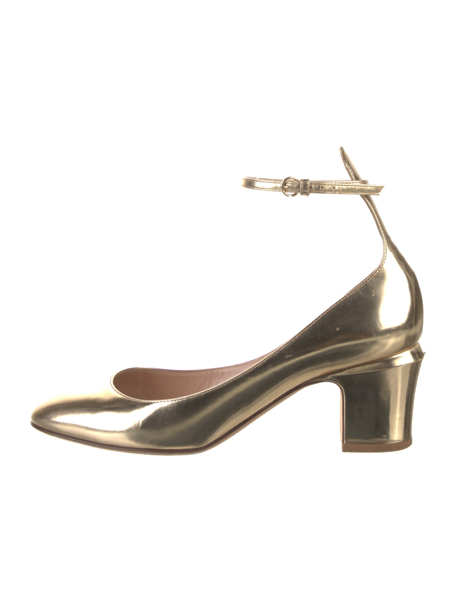 Valentino Leather D'Orsay Pumps Gold Pumps, Shoes VAL444928 The