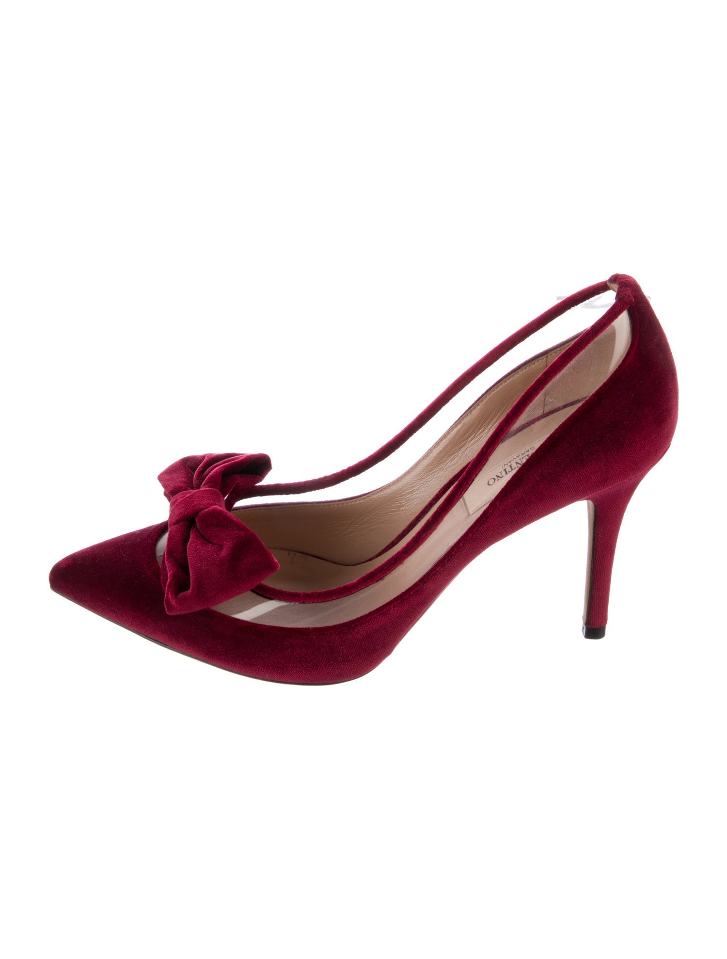 Valentino Velvet Bow Accents Pumps Red Pumps, Shoes VAL445126 The