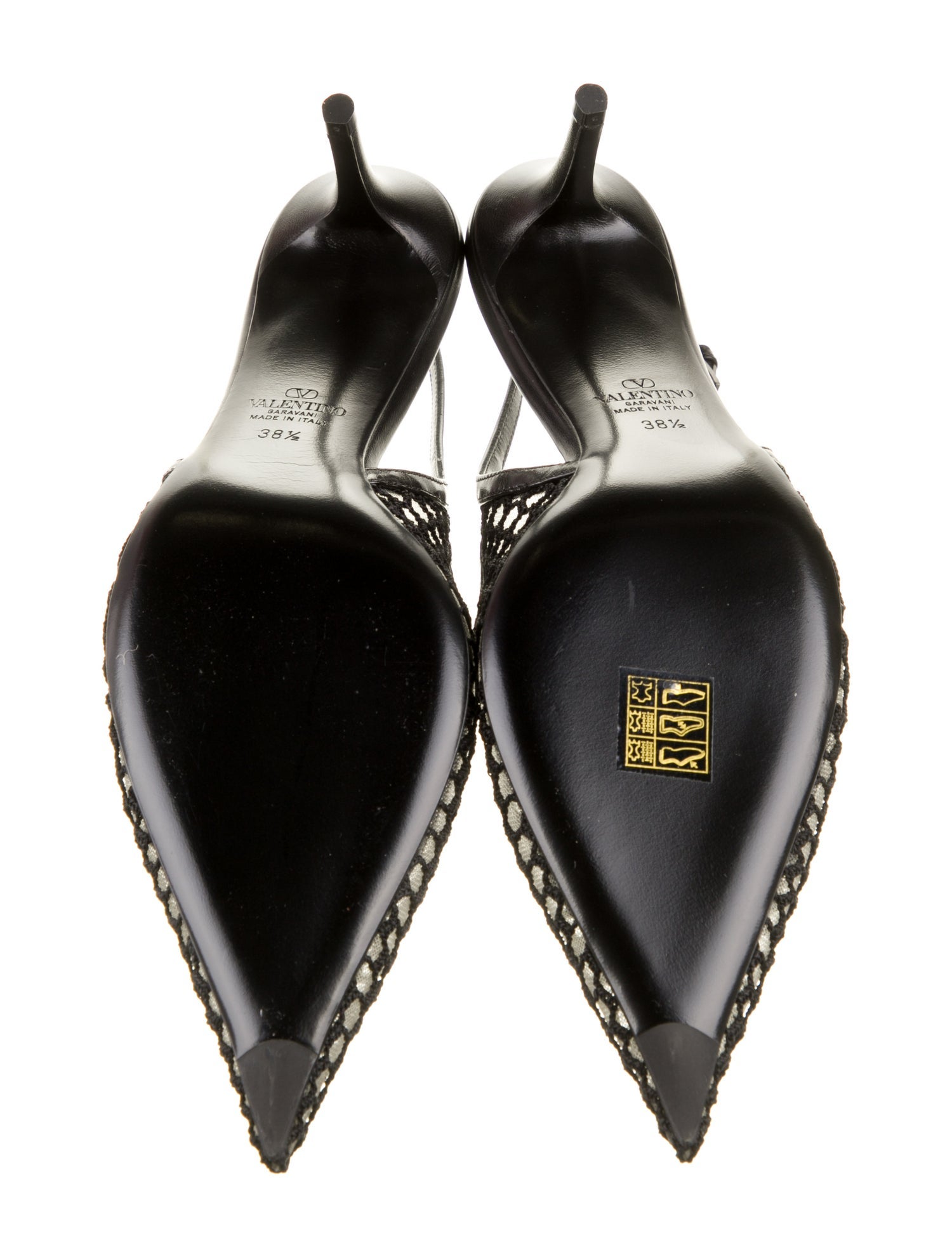 Valentino Leather Trim Embellishment Slingback Pumps