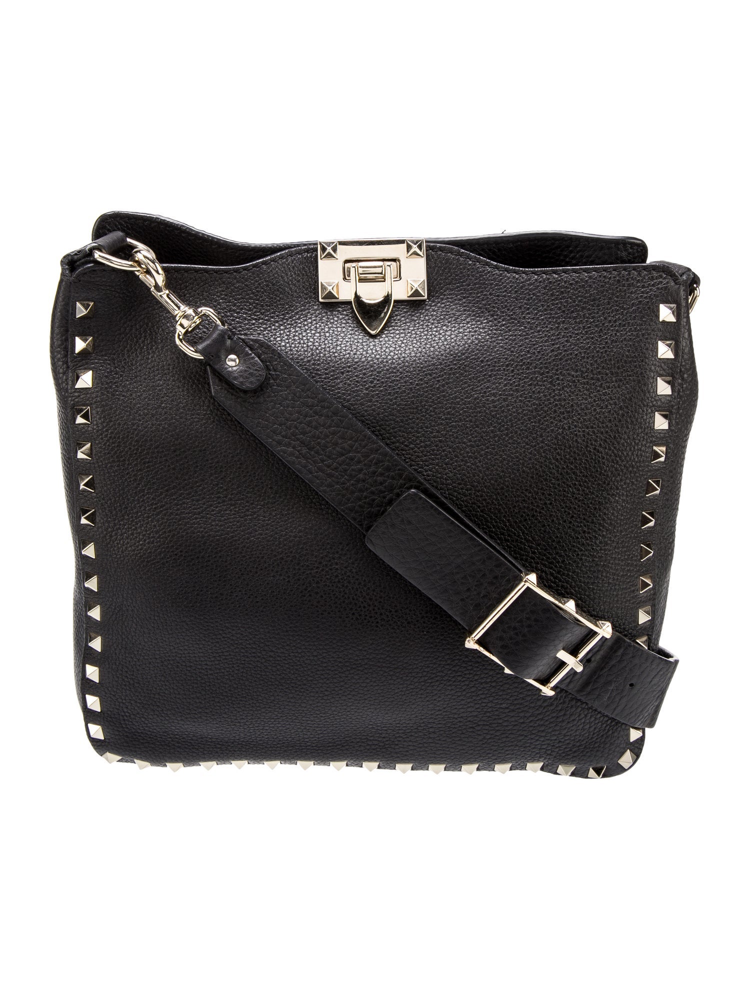 Valentino Rockstud Messenger Bag Black Crossbody Bags, Handbags