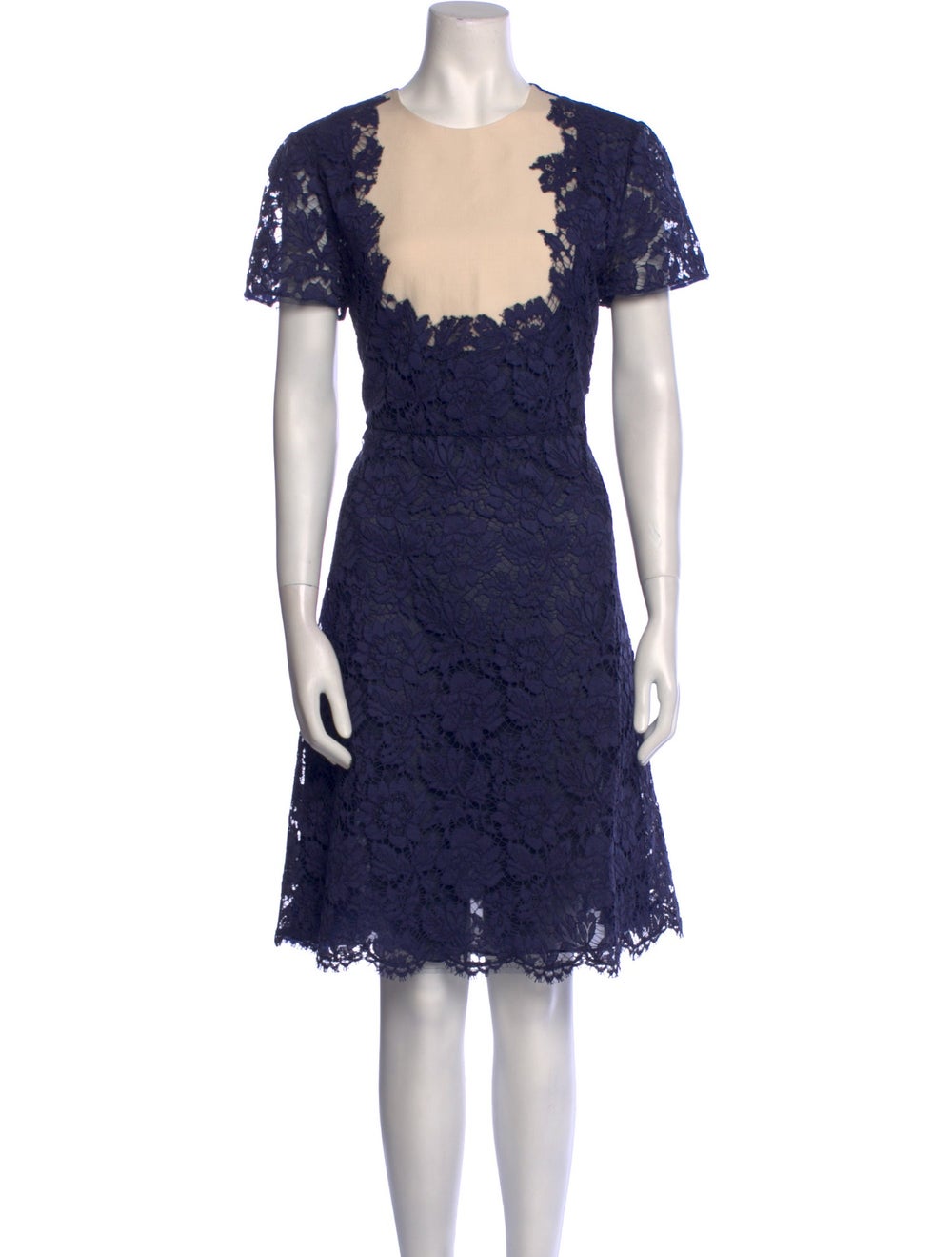 Valentino Lace Pattern KneeLength Dress Blue Dresses, Clothing