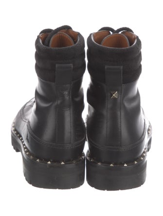 Valentino Rockstud Accents Leather Combat Boots