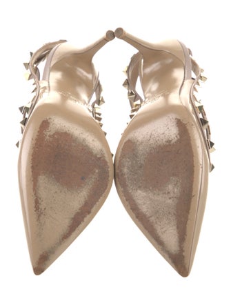 Valentino Patent Leather Studded Accents T-Strap Pumps