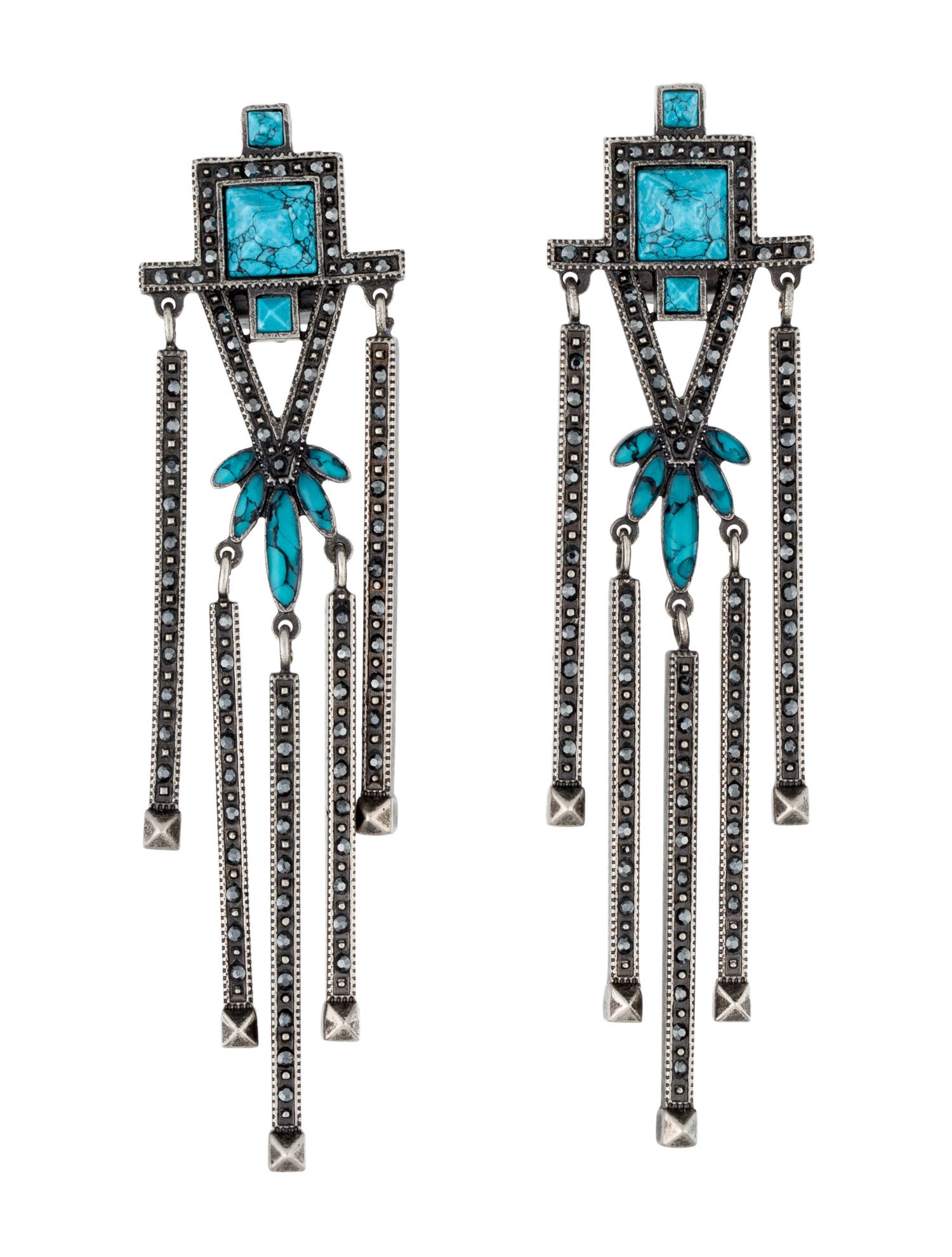 Valentino Crystal Pyramid Drop Earrings
