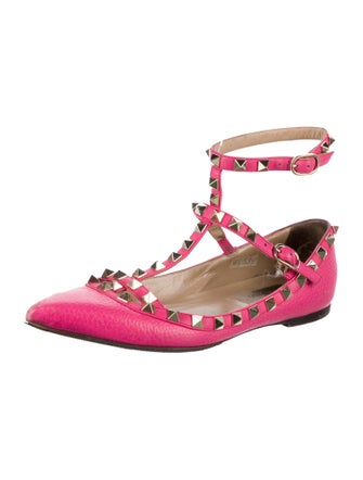 Valentino Leather Studded Accents Ballet Flats