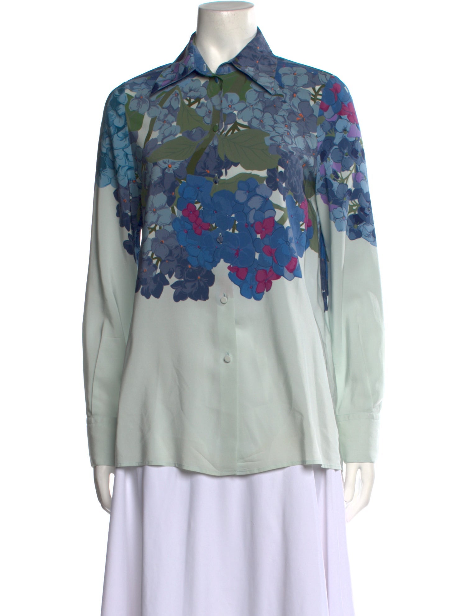 Valentino Silk Floral Print Button-Up Top