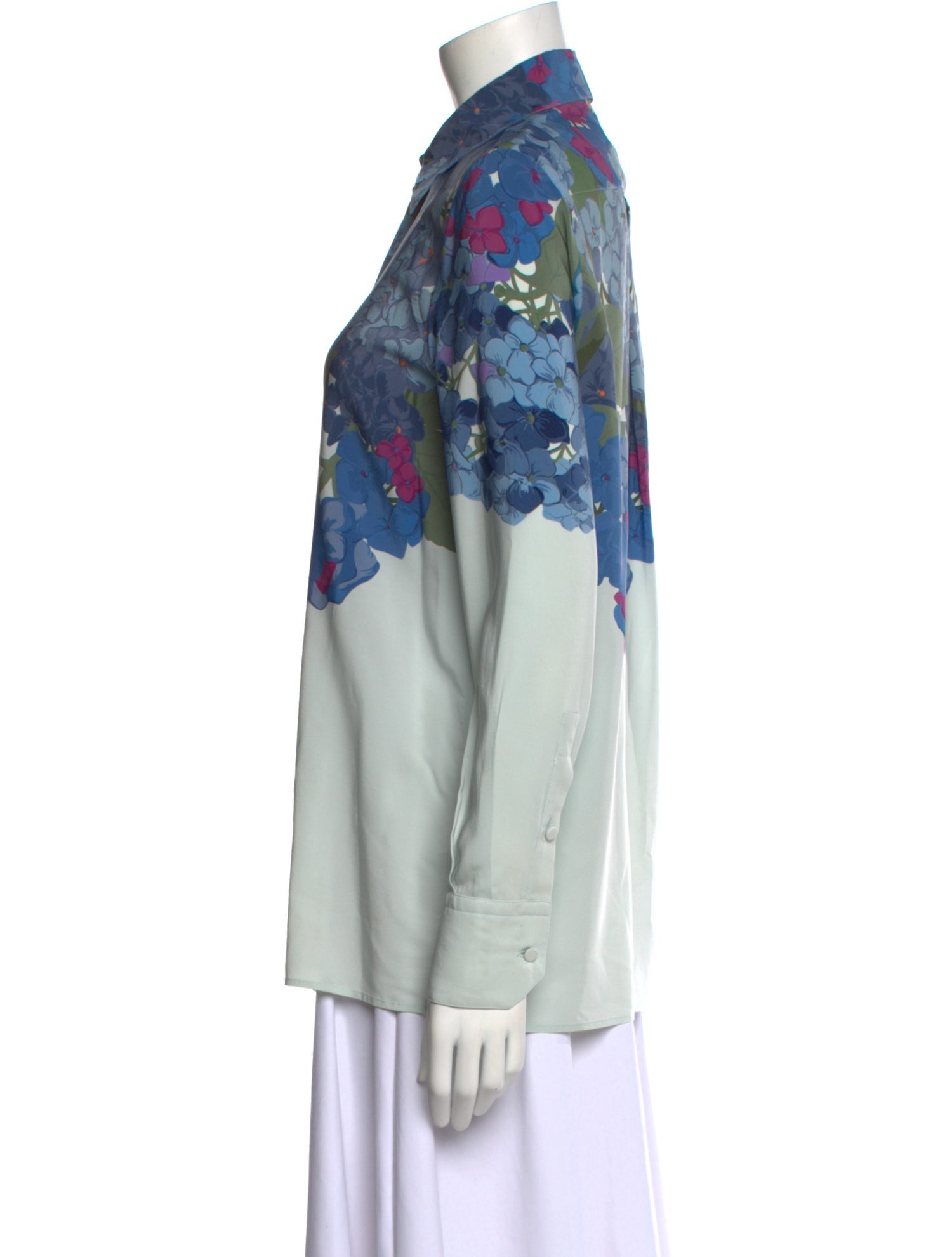 Valentino Silk Floral Print Button-Up Top