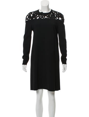 Valentino Dresses Long Sleeve Embroidered Cutout Dress L