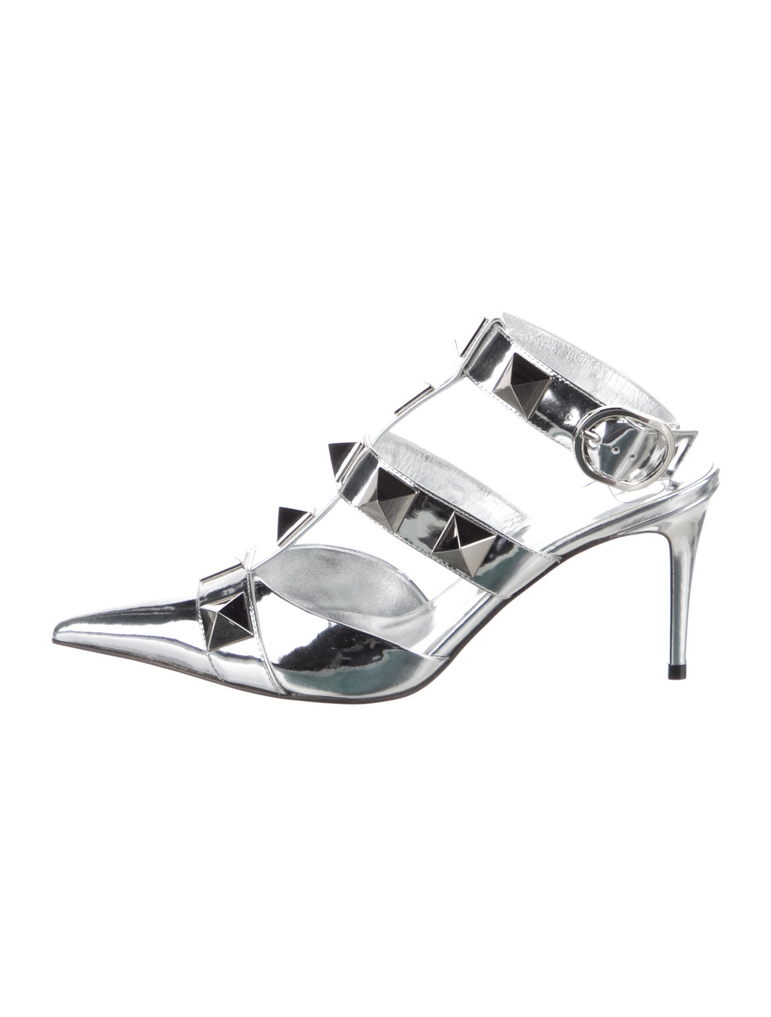 Valentino Rockstud Accents Patent Leather Mules