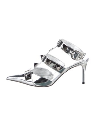 Valentino Rockstud Accents Patent Leather Mules