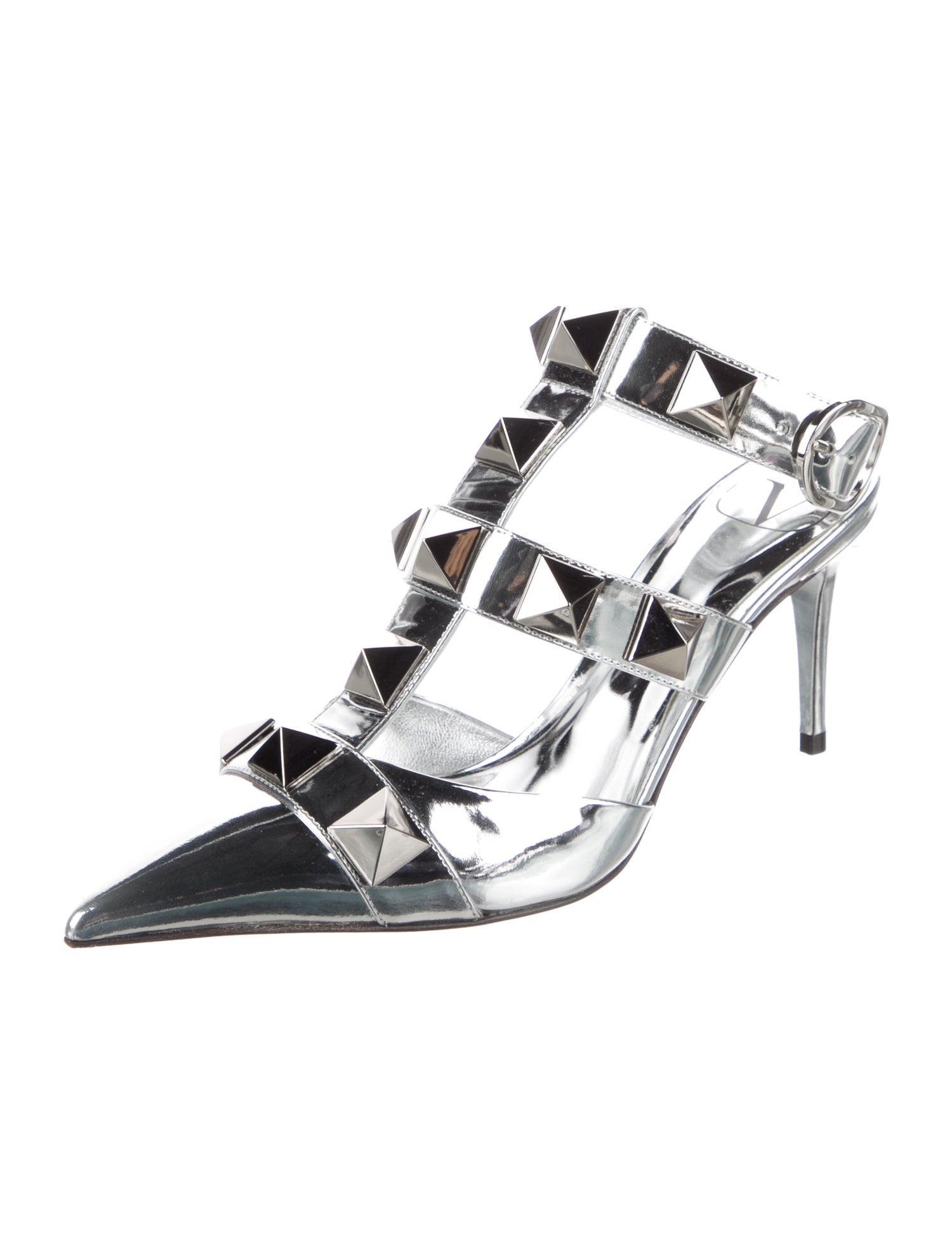 Valentino Rockstud Accents Patent Leather Mules