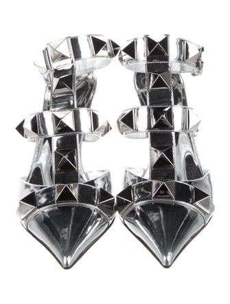 Valentino Rockstud Accents Patent Leather Mules