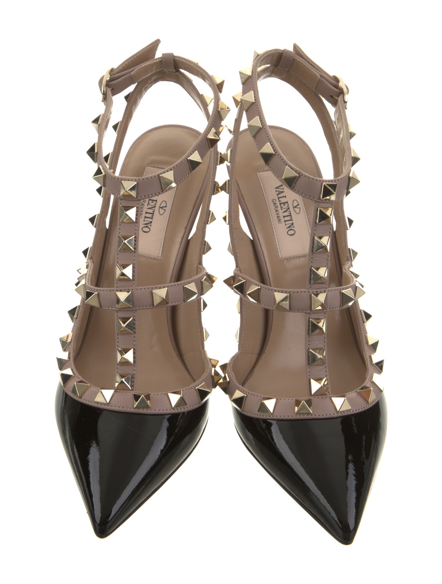 Valentino Rockstud Accents Leather T-Strap Pumps