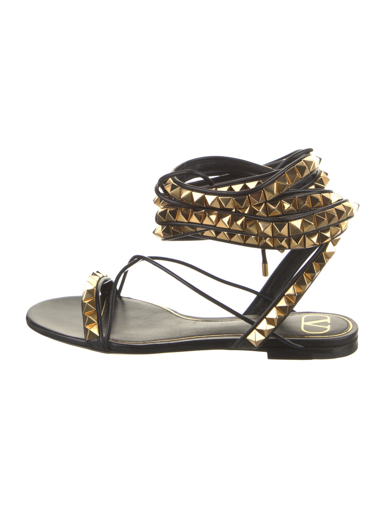 Valentino Leather Studded Accents Sandals