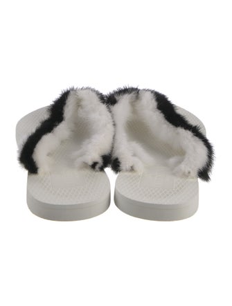 Valentino Mink Paisley Print Slides