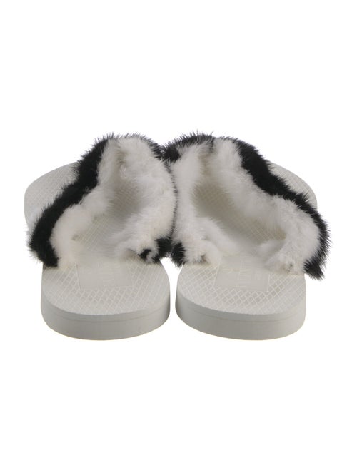 Valentino Mink Paisley Print Slides