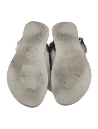 Valentino Mink Paisley Print Slides