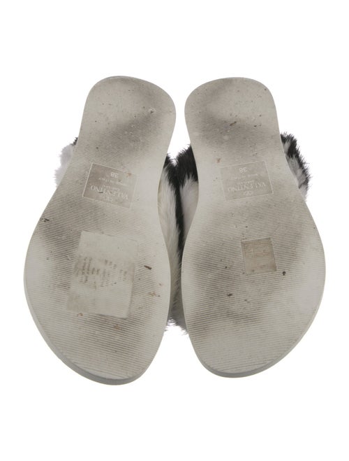 Valentino Mink Paisley Print Slides