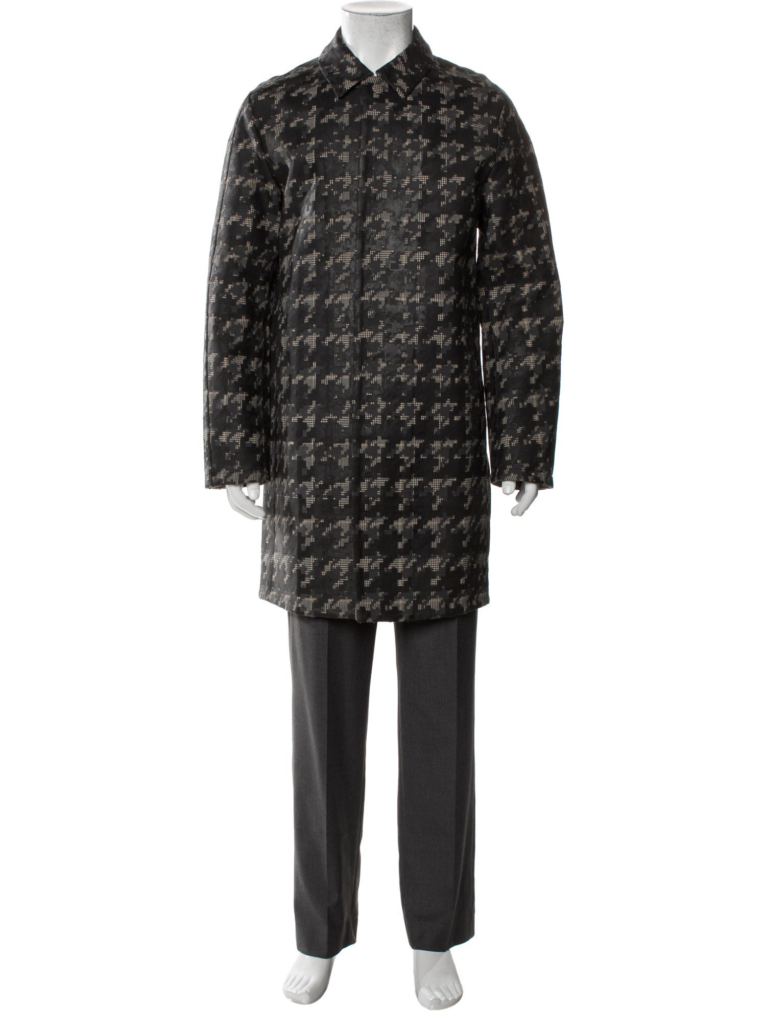 Valentino Wool Houndstooth Print Trench Coat