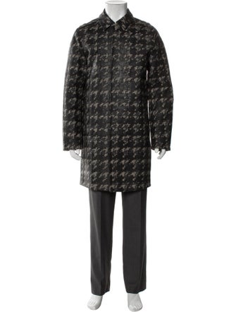 Valentino Wool Houndstooth Print Trench Coat