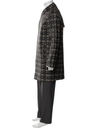 Valentino Wool Houndstooth Print Trench Coat
