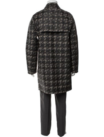 Valentino Wool Houndstooth Print Trench Coat