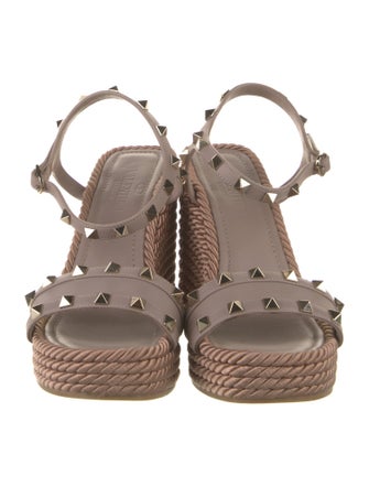 Valentino Rockstud Accents Leather Espadrilles