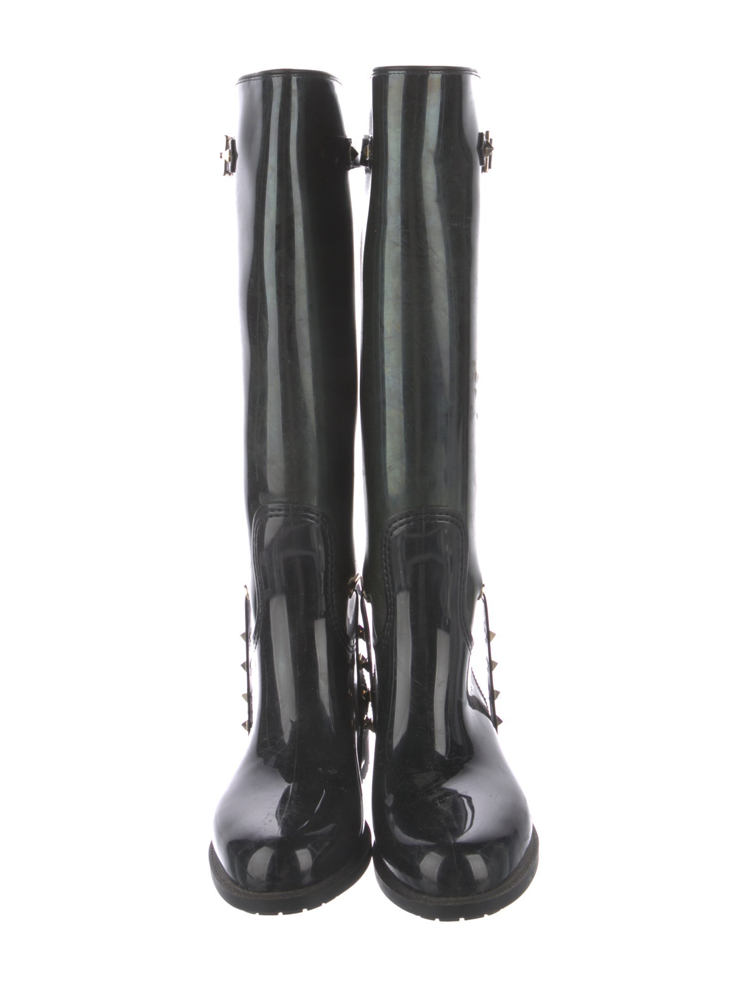 レインブーツ VALENTINO BLACK RUBBER AND LEATHER BOOTS Valentino - Valentino Garavani - Rubber rain boots black