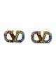 Valentino Crystal 'V' Logo Rainbow Stud Earrings