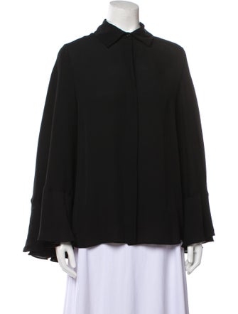 Valentino Silk Long Sleeve Button-Up Top