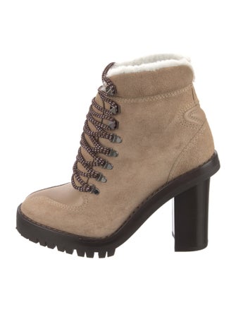 Valentino Rockstud Accents Suede Lace-Up Boots