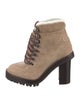 Valentino Rockstud Accents Suede Lace-Up Boots