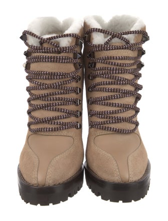 Valentino Rockstud Accents Suede Lace-Up Boots