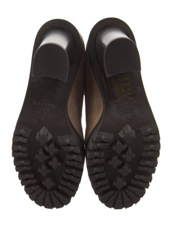 Valentino Rockstud Accents Suede Lace-Up Boots