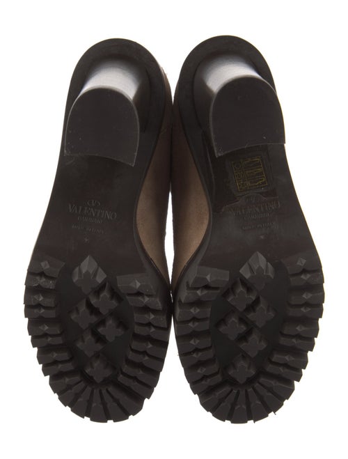Valentino Rockstud Accents Suede Lace-Up Boots