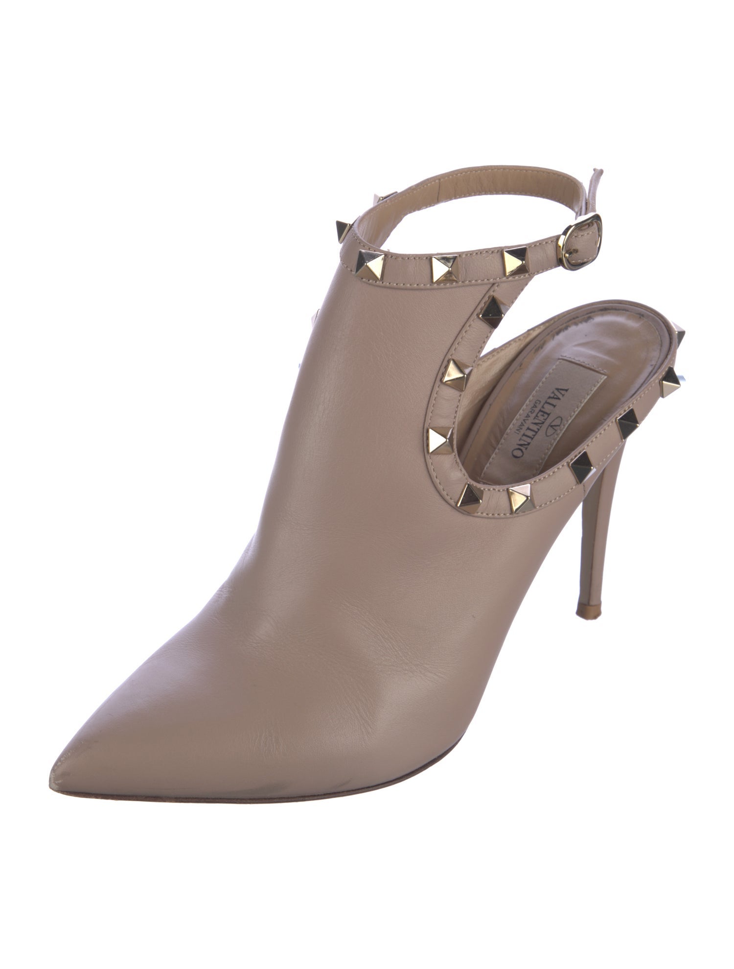 Valentino Rockstud Accents Leather Slingback Pumps