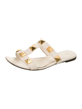 Valentino Rockstud Accents Leather Slides