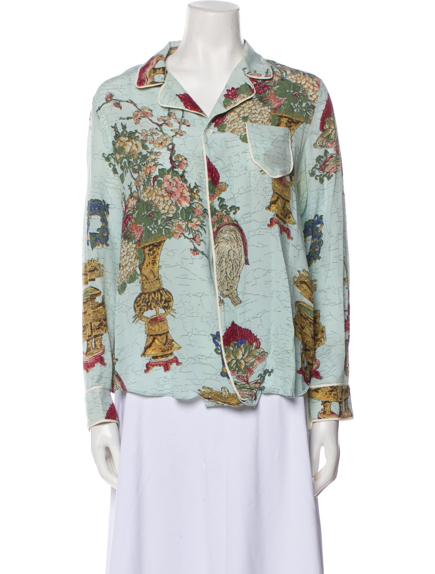 Valentino Silk Printed Button-Up Top