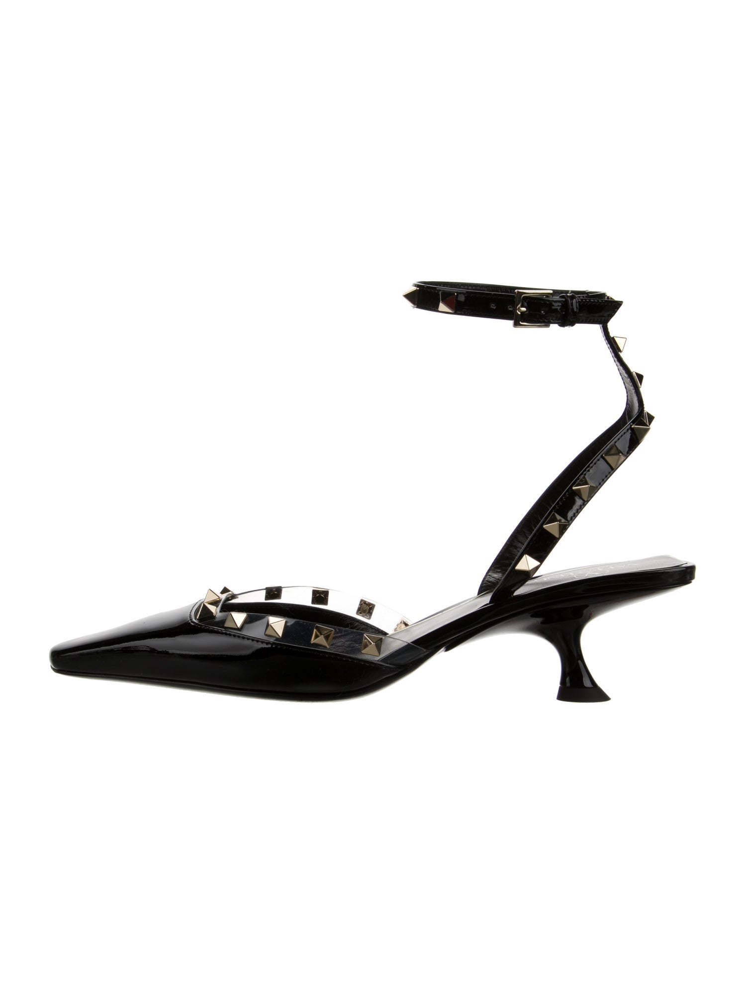 Valentino Patent Leather Studded Accents Slingback Pumps