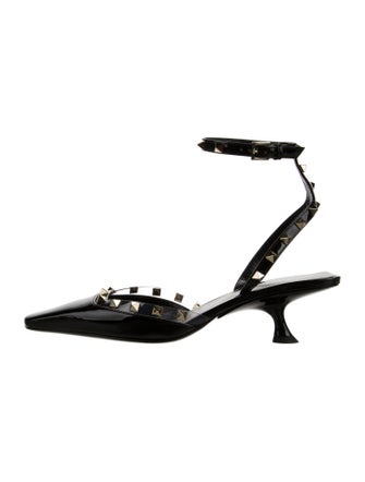 Valentino Patent Leather Studded Accents Slingback Pumps